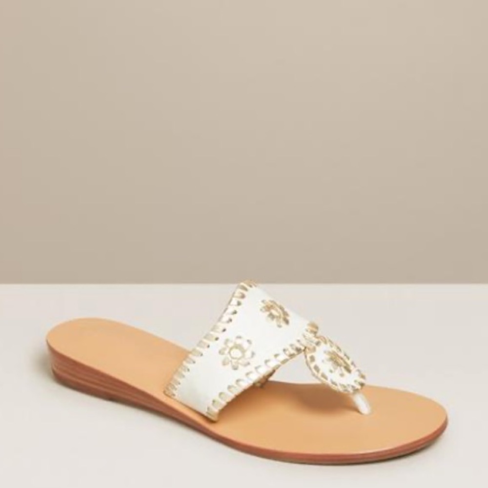 NWOB Jack Rogers White and Gold Sandals